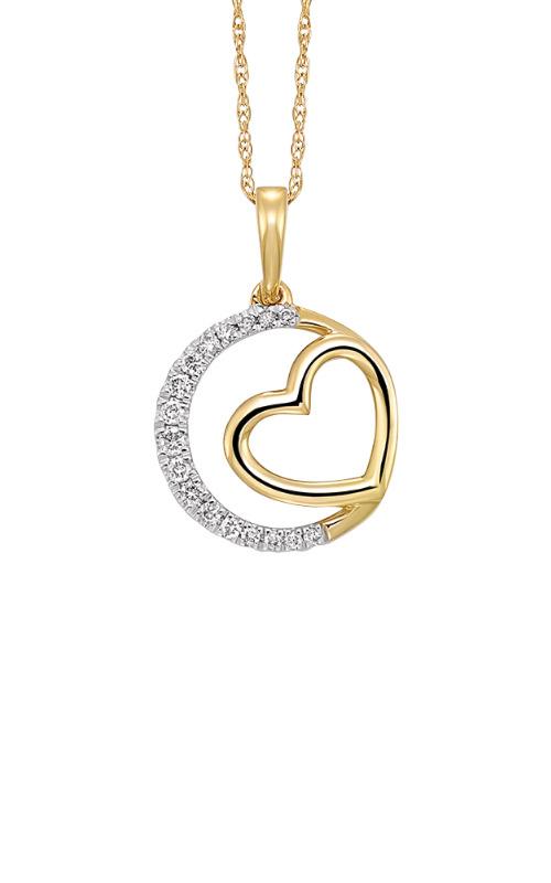 10K YG 1/12 ct. tw. Diamond Circle and Heart Pendant