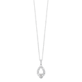 14K White Gold .50 CTW Diamond Teardrop Halo Pendant Necklace