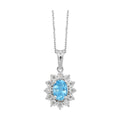 Caelina Sterling Silver Blue Topaz and Diamond Pendant