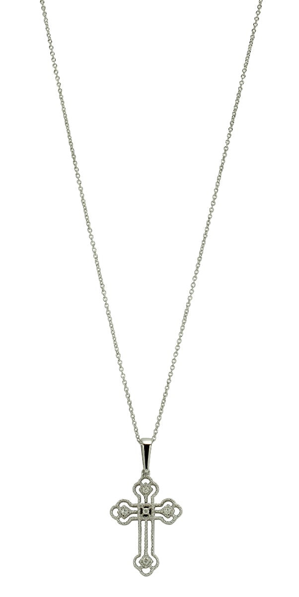 Seraphine Sterling Silver Diamond Cross Necklace