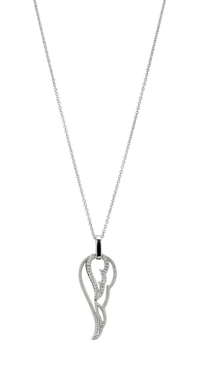 Celestia Sterling Silver Diamond Angel Wing Necklace