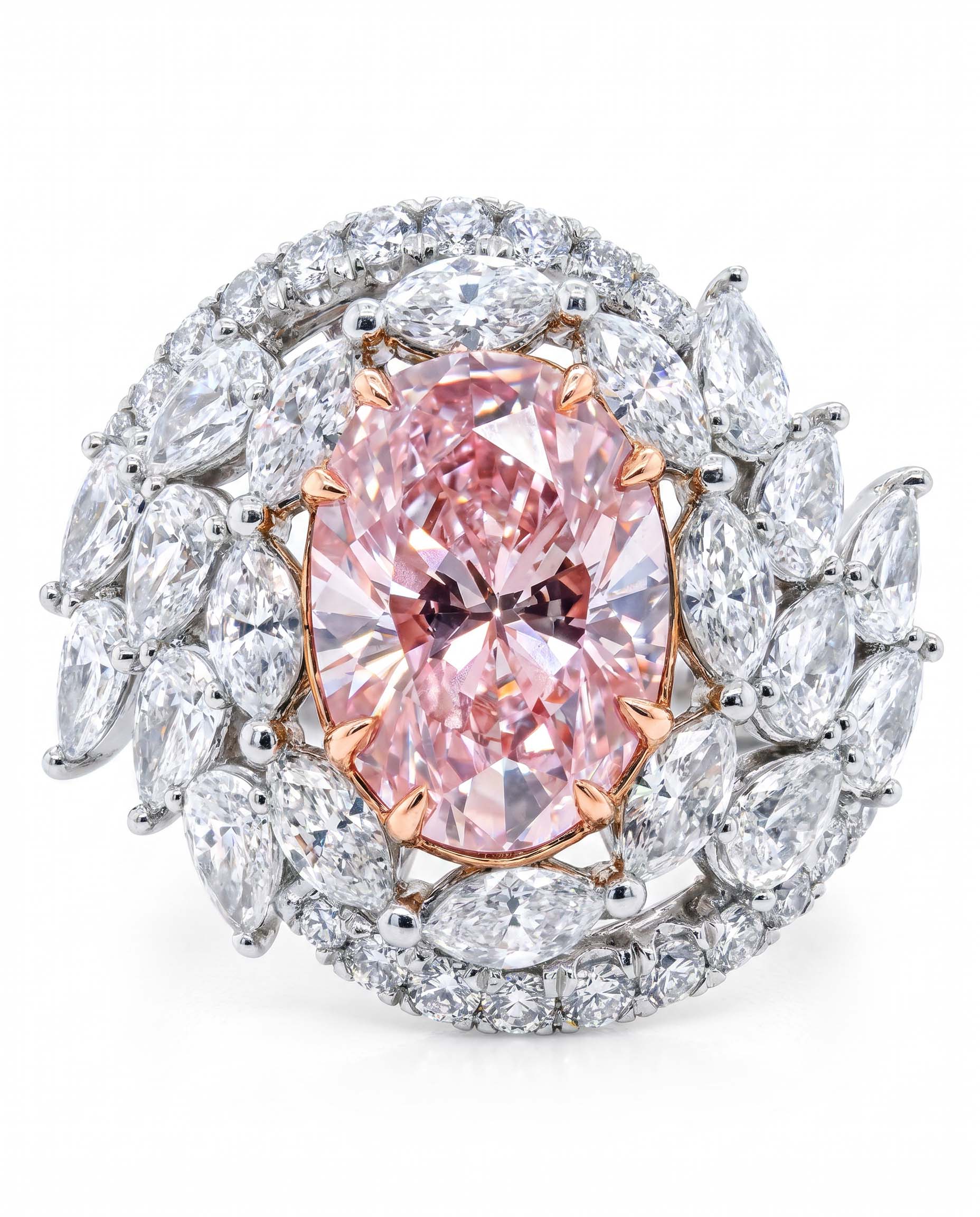 Perfect Pink Oval Diamond Ring