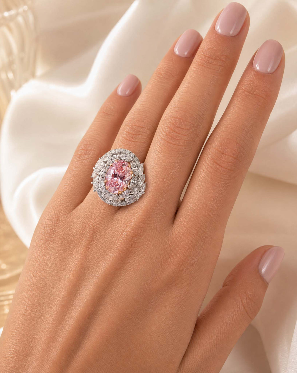Perfect Pink Oval Diamond Ring