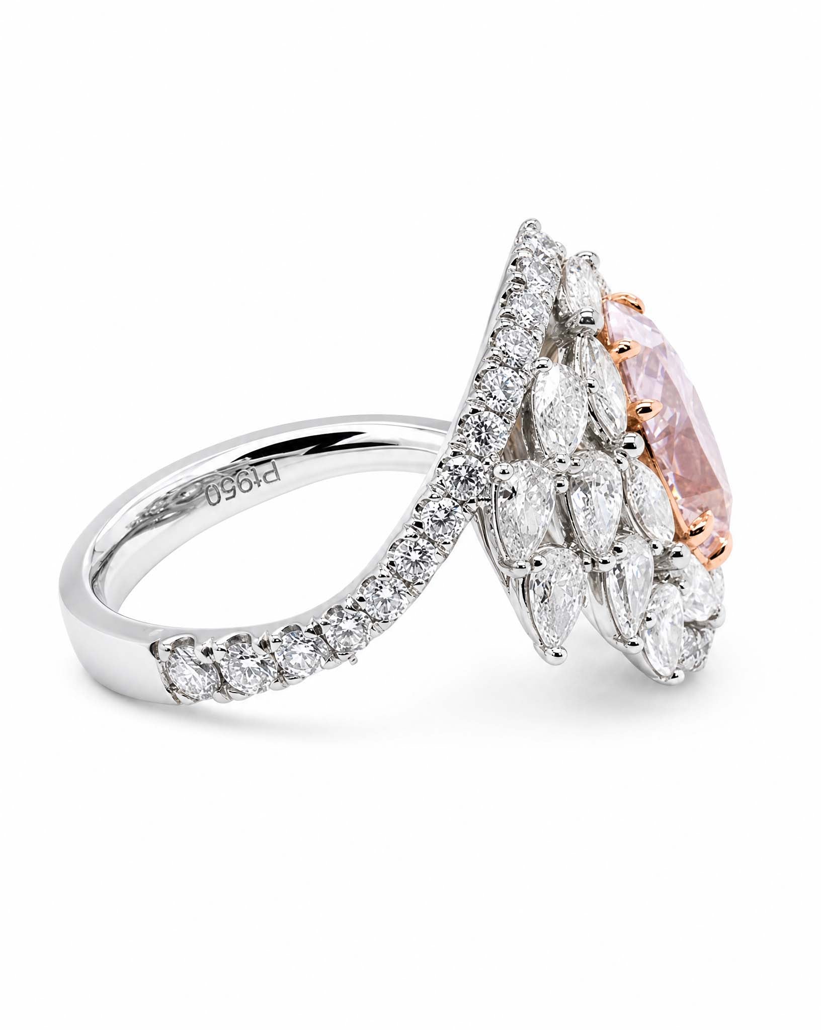 Perfect Pink Oval Diamond Ring