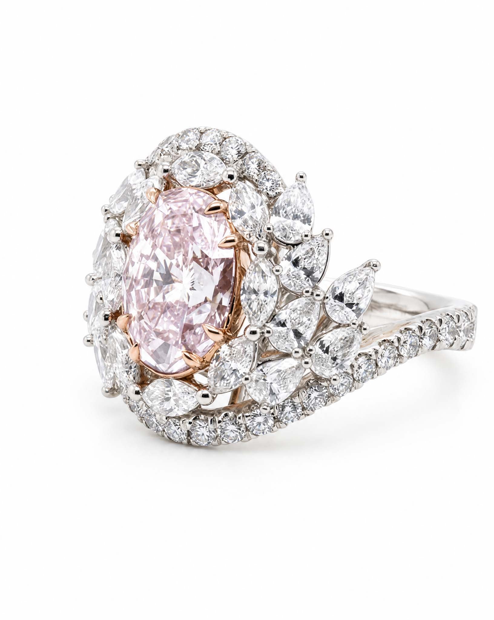 Perfect Pink Oval Diamond Ring