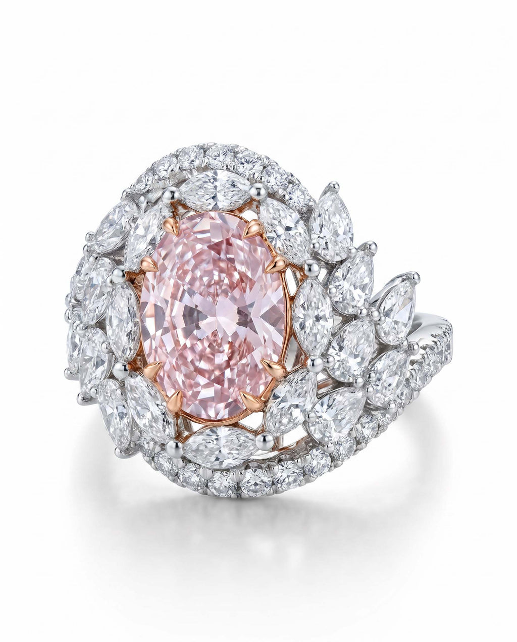Perfect Pink Oval Diamond Ring