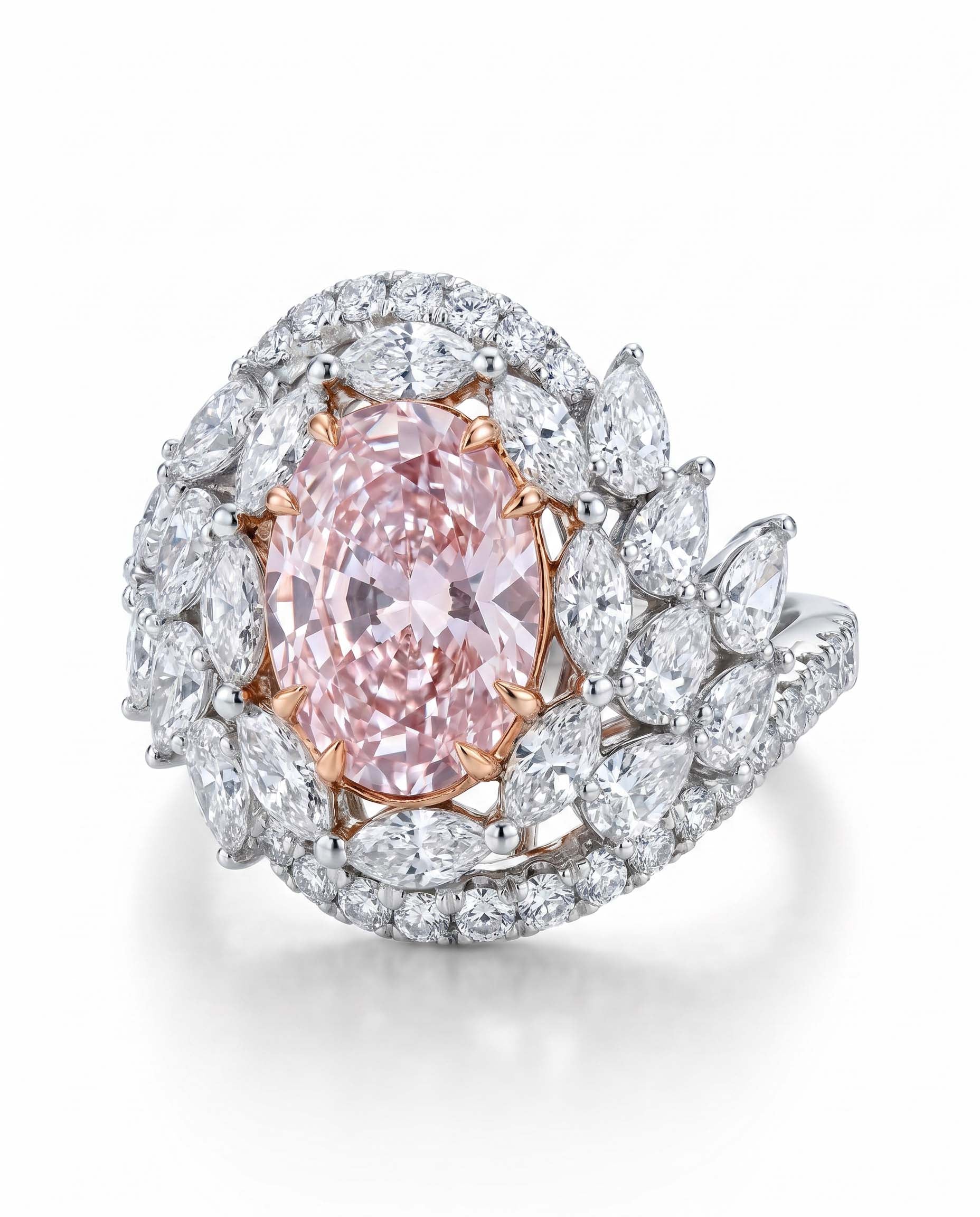 Perfect Pink Oval Diamond Ring