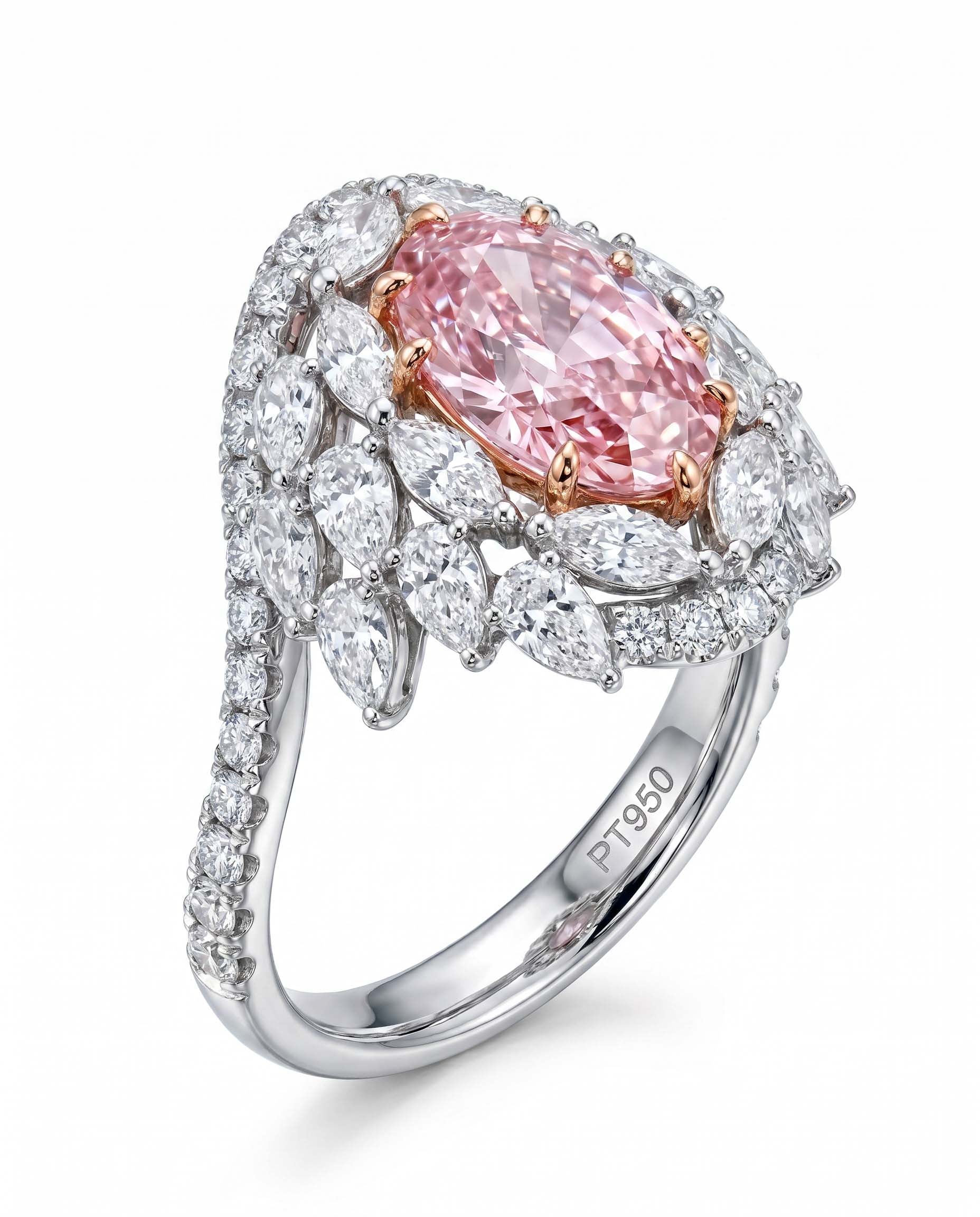 Perfect Pink Oval Diamond Ring