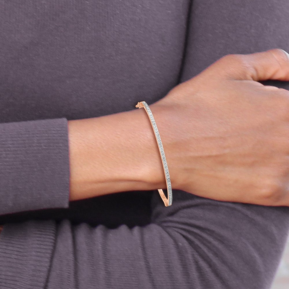 Cassian Diamond Fascination Diamond Mystique Sterling Silver 18K Rose Gold-plated Diamond Bangle