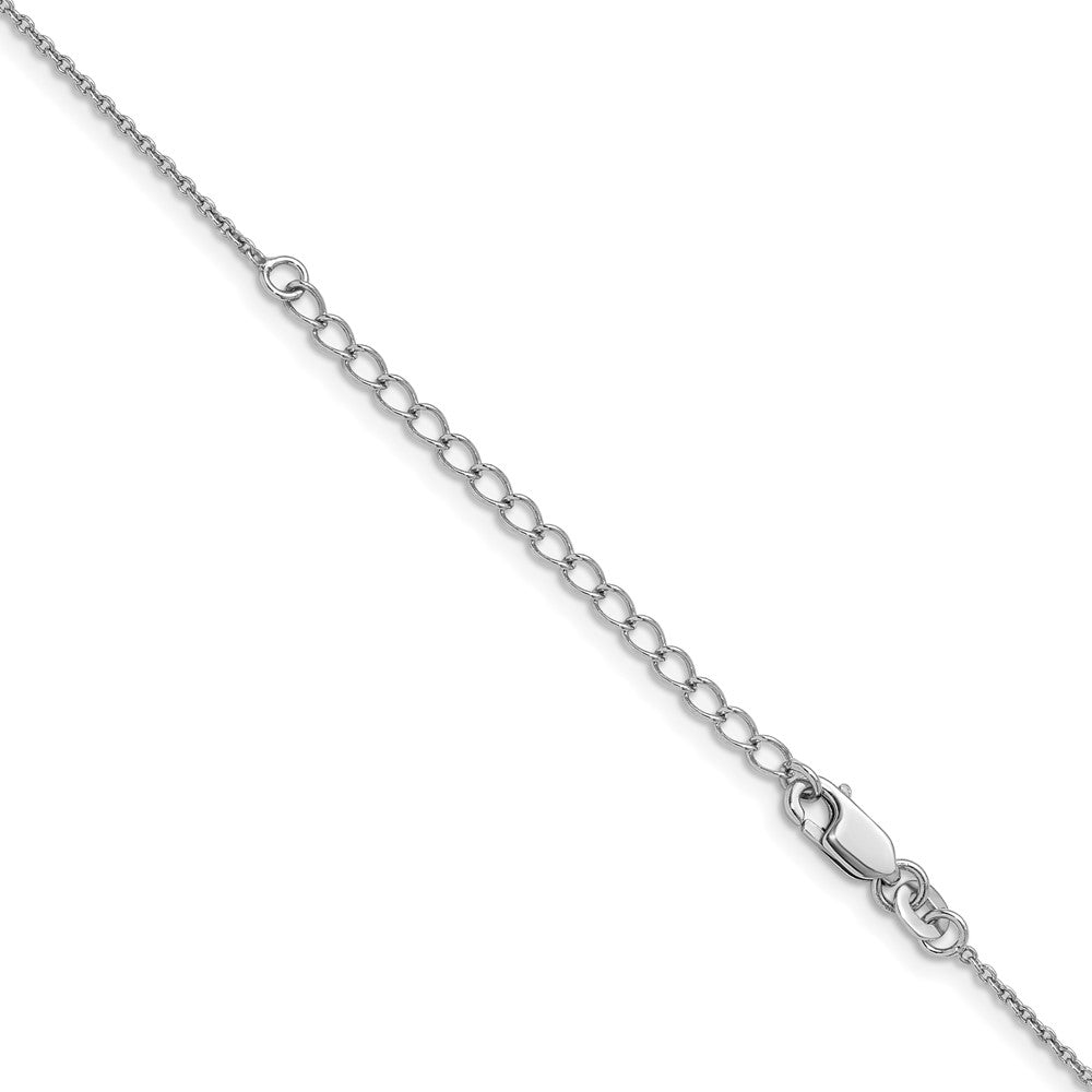 Polished Ridge Sterling Silver Rhodium-plated 1.25mm Cable Chain with a 2 inch extention