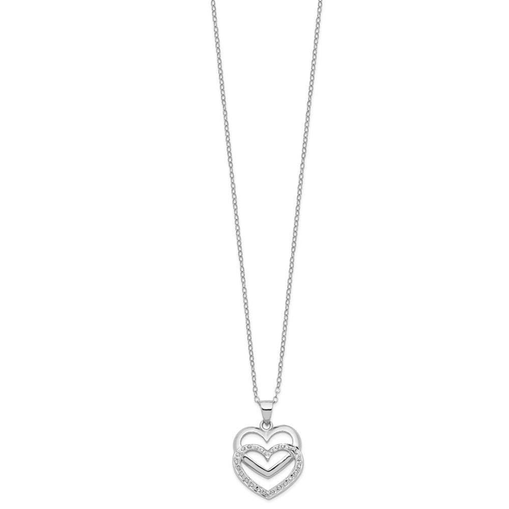 Silken Ember Polished Sky Diamond Fascination Diamond Mystique Sterling Silver Platinum-plated Diamond Double Heart 18 Inch Necklace