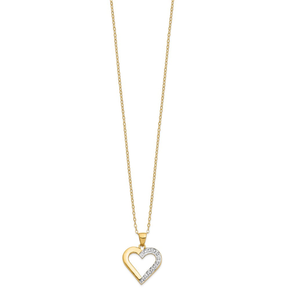 Satin Sun Subtle Laurel Diamond Fascination Diamond Mystique Sterling Silver 18K Gold-plated Diamond Heart 18 Inch Necklace