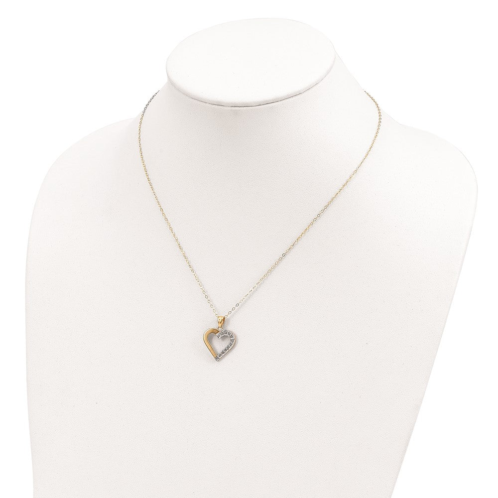 Satin Sun Subtle Laurel Diamond Fascination Diamond Mystique Sterling Silver 18K Gold-plated Diamond Heart 18 Inch Necklace
