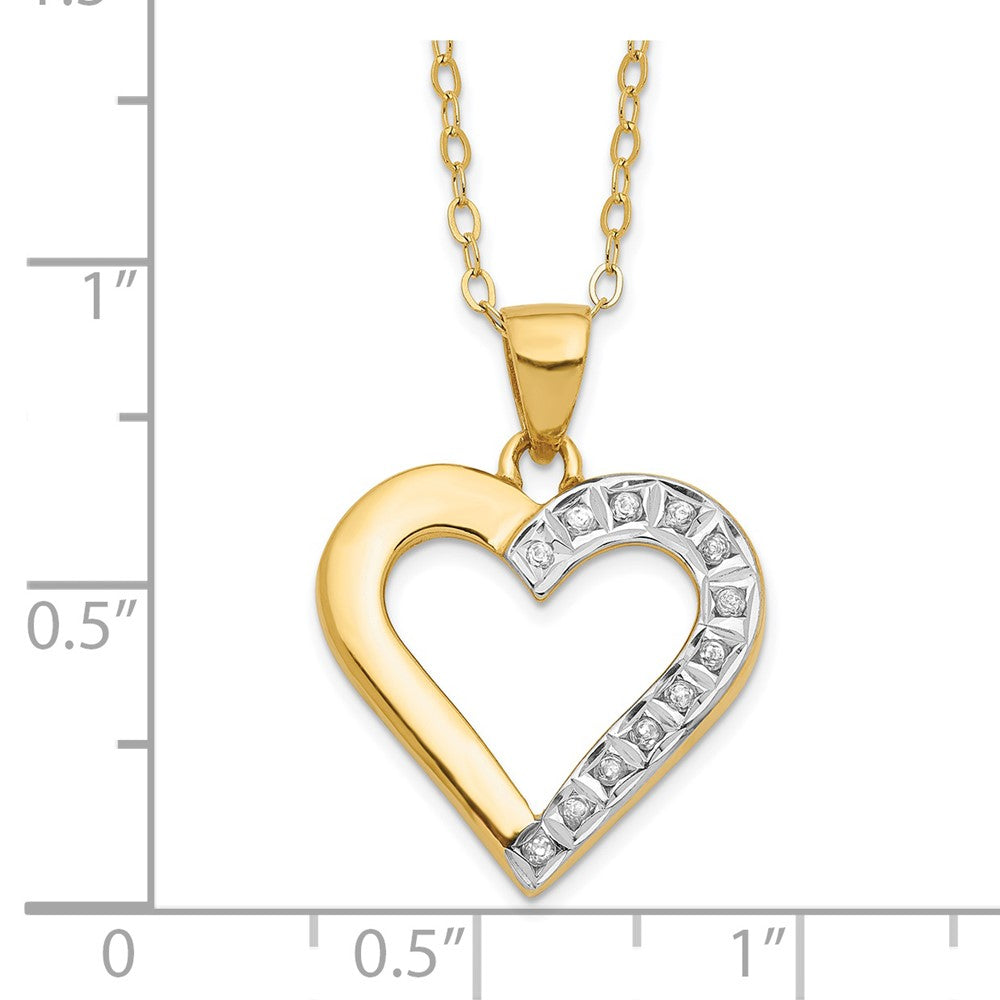 Satin Sun Subtle Laurel Diamond Fascination Diamond Mystique Sterling Silver 18K Gold-plated Diamond Heart 18 Inch Necklace