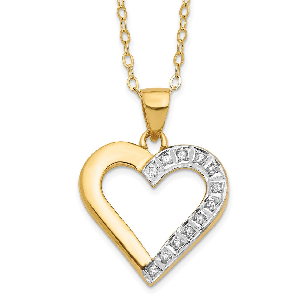 Satin Sun Subtle Laurel Diamond Fascination Diamond Mystique Sterling Silver 18K Gold-plated Diamond Heart 18 Inch Necklace