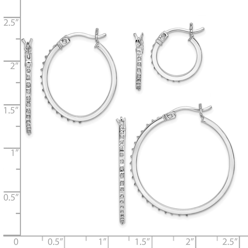 Seraphine Diamond Fascination Diamond Mystique Sterling Silver Platinum-plated Set of 3 Oval and Round Diamond Hoop Earrings