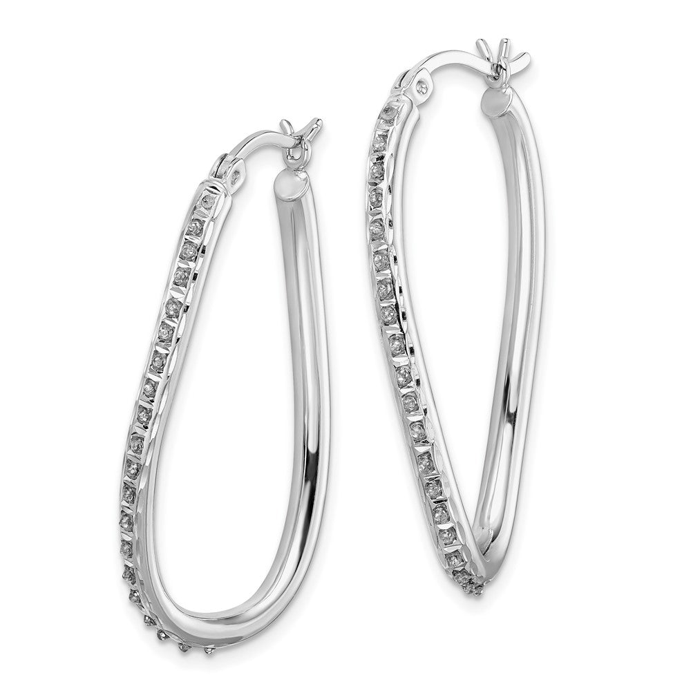 Celestine Diamond Fascination Diamond Mystique Sterling Silver Platinum-plated Diamond Oval Twist Hoop Earrings