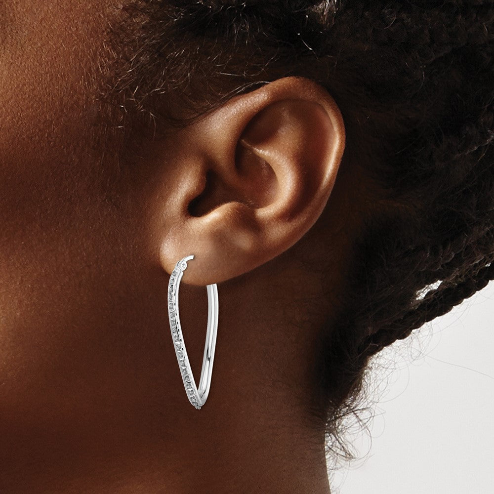 Celestine Diamond Fascination Diamond Mystique Sterling Silver Platinum-plated Diamond Oval Twist Hoop Earrings