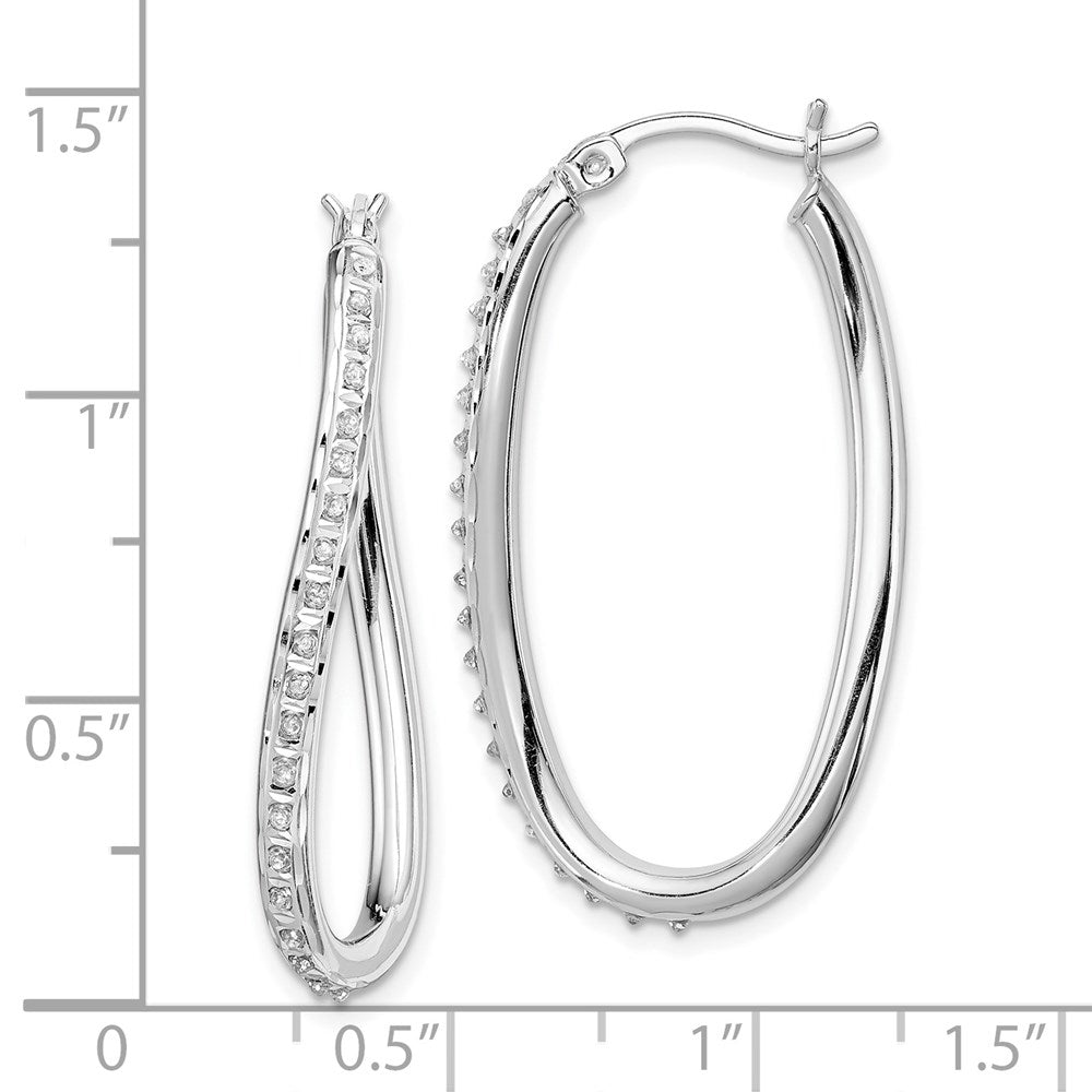 Celestine Diamond Fascination Diamond Mystique Sterling Silver Platinum-plated Diamond Oval Twist Hoop Earrings