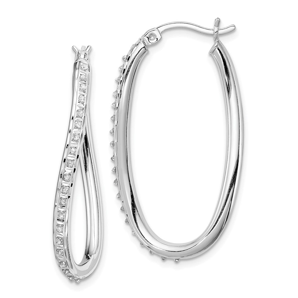 Celestine Diamond Fascination Diamond Mystique Sterling Silver Platinum-plated Diamond Oval Twist Hoop Earrings