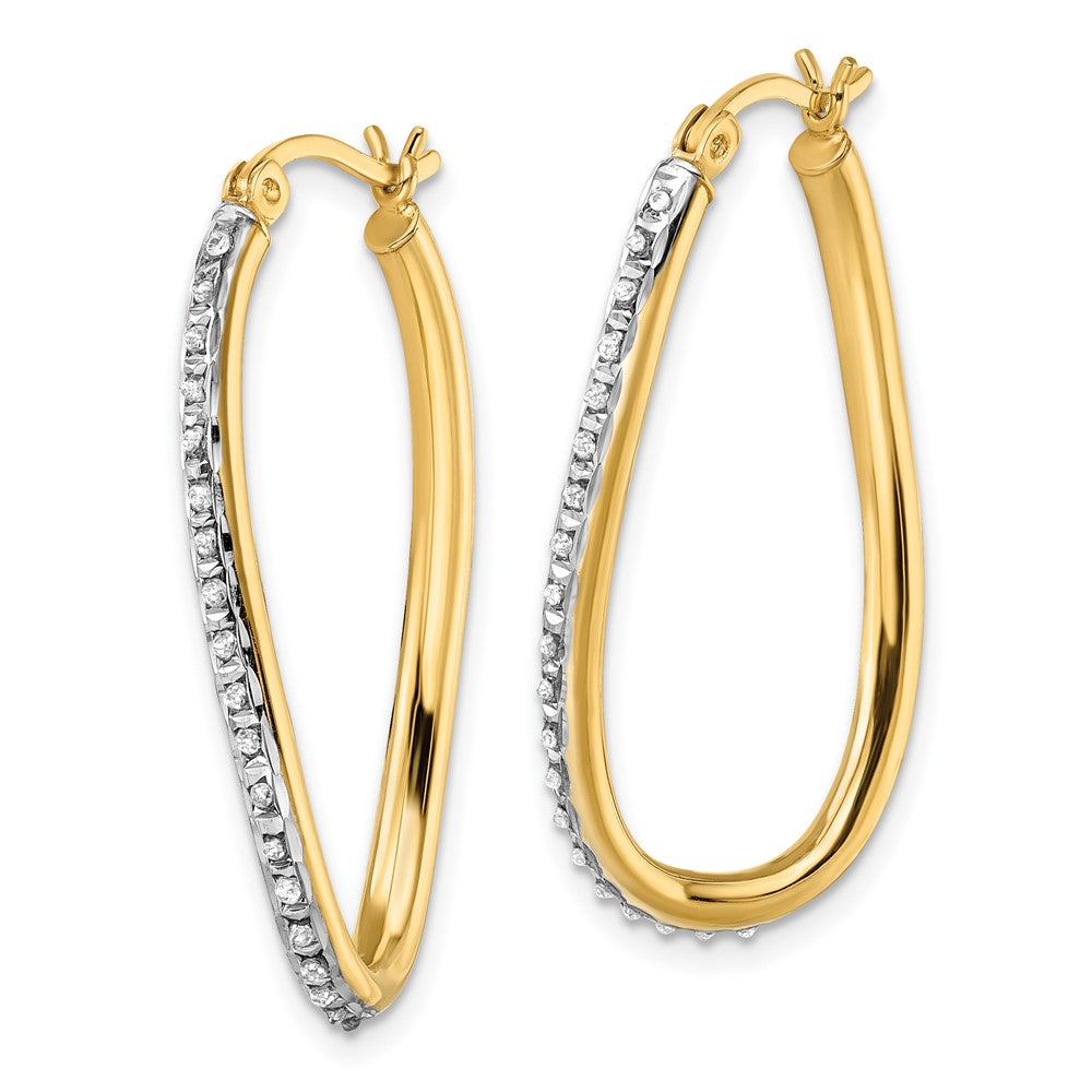 Liora Diamond Fascination Diamond Mystique Sterling Silver 18K Gold-plated Diamond Oval Twist Hoop Earrings