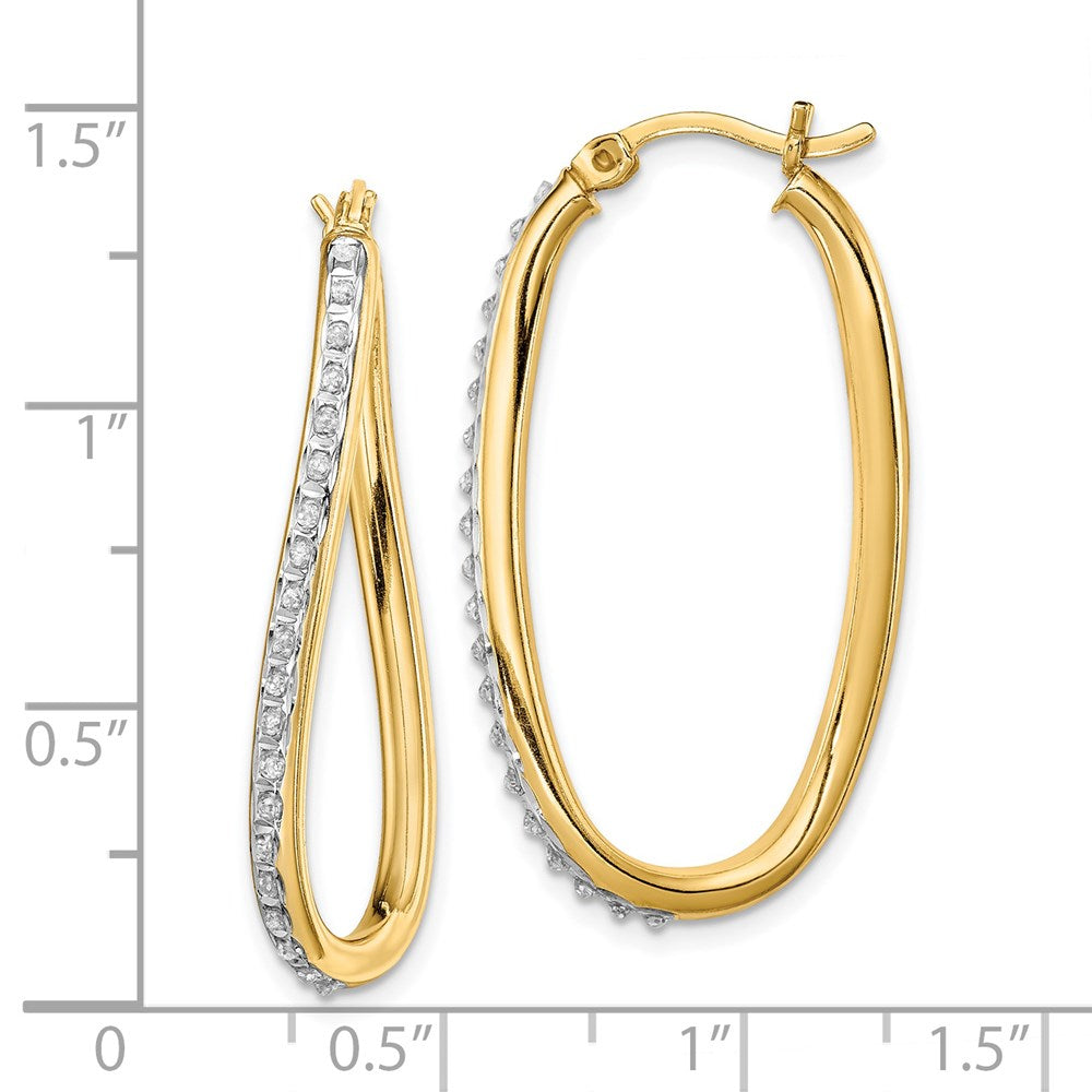 Liora Diamond Fascination Diamond Mystique Sterling Silver 18K Gold-plated Diamond Oval Twist Hoop Earrings