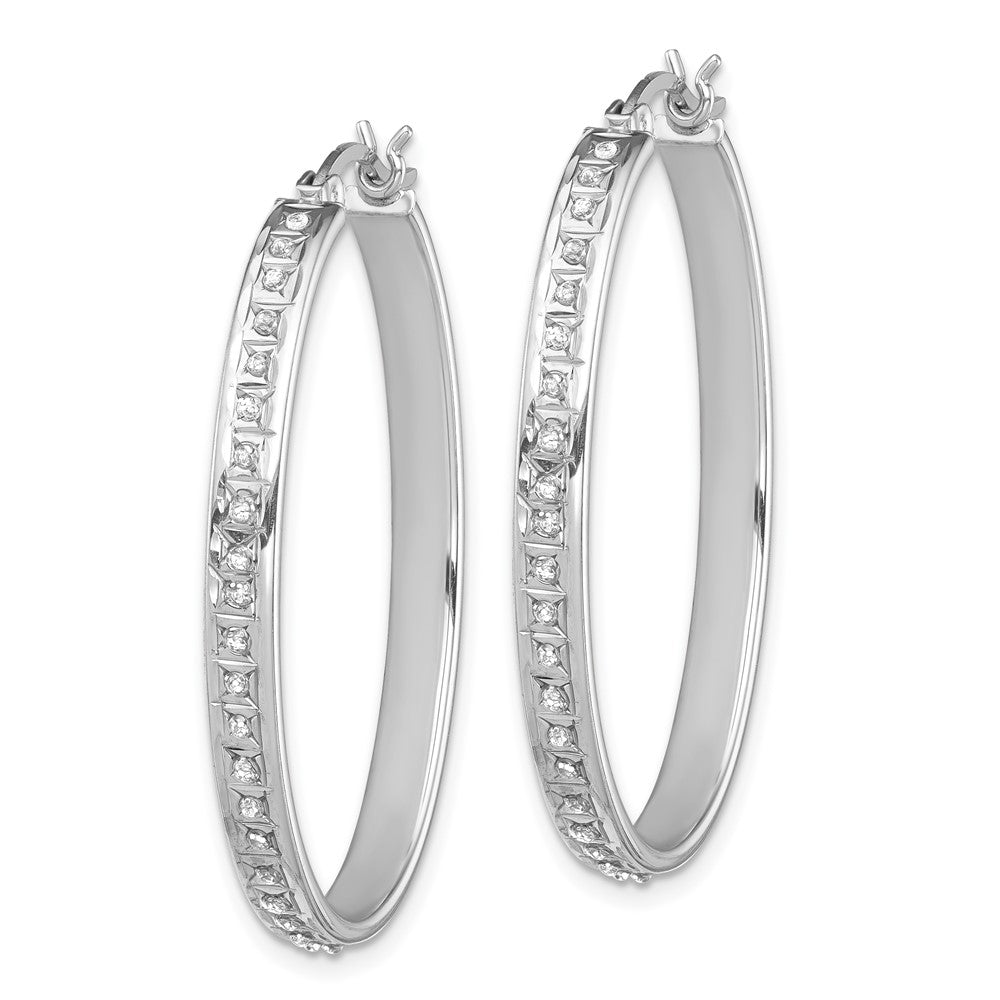 Aurum Diamond Fascination Diamond Mystique Sterling Silver Platinum-plated Diamond Oval Hoop Earrings