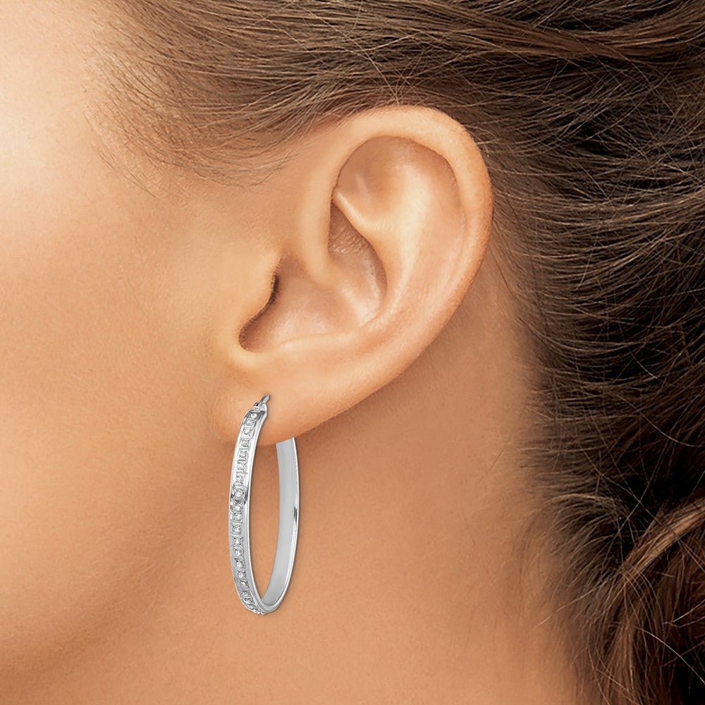 Aurum Diamond Fascination Diamond Mystique Sterling Silver Platinum-plated Diamond Oval Hoop Earrings
