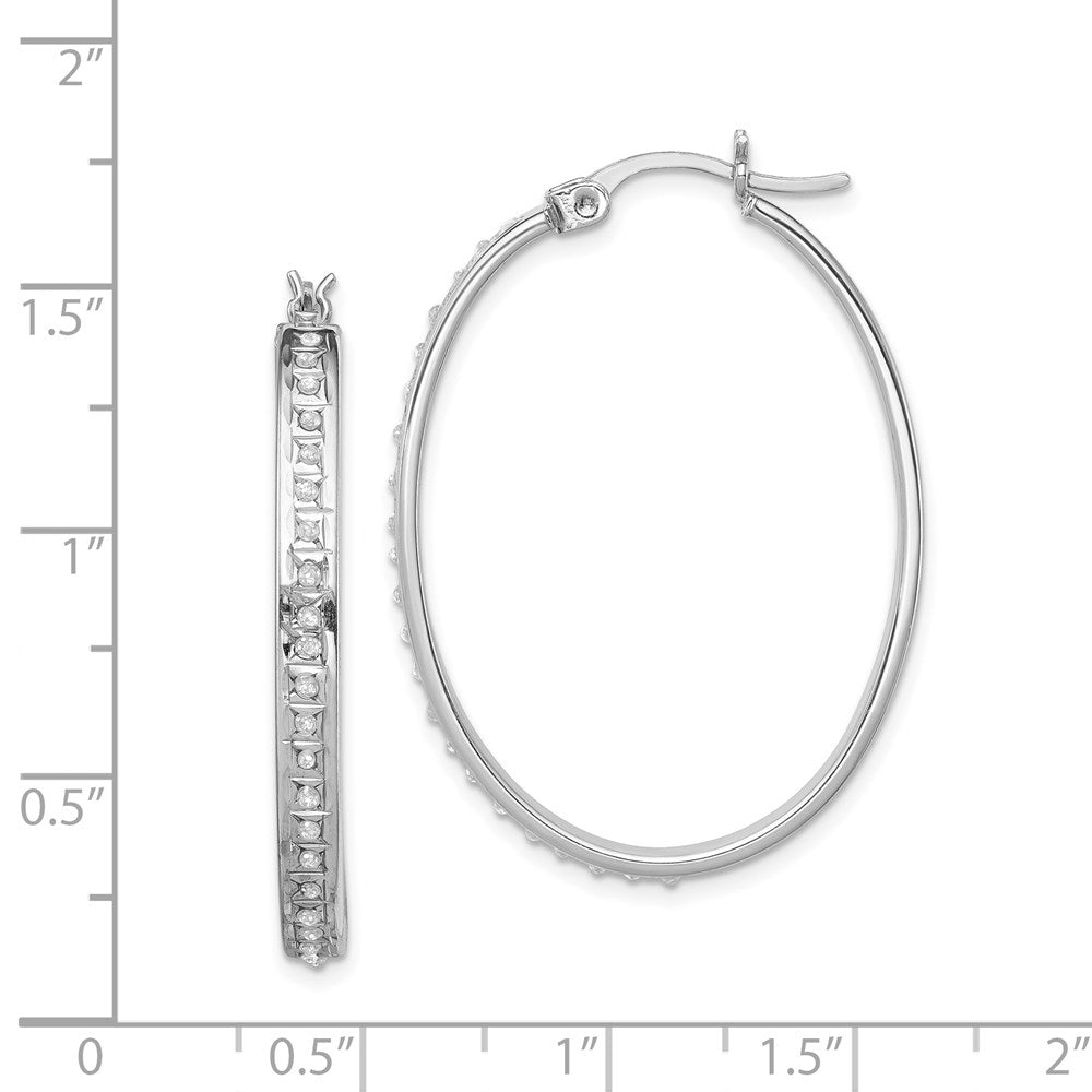 Aurum Diamond Fascination Diamond Mystique Sterling Silver Platinum-plated Diamond Oval Hoop Earrings