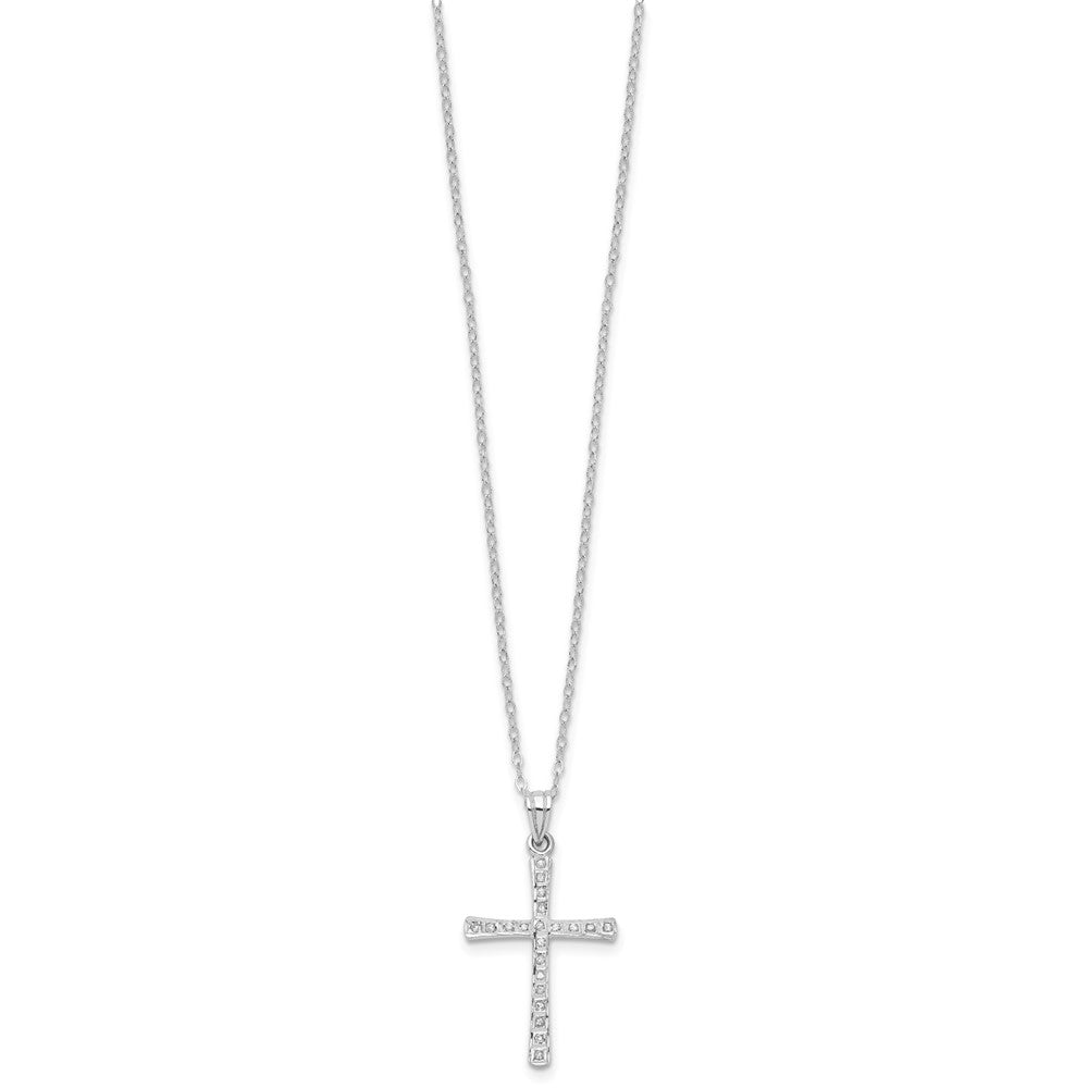 Tranquil Pebble Diamond Fascination Diamond Mystique Sterling Silver Platinum-plated Diamond Cross 18 Inch Necklace