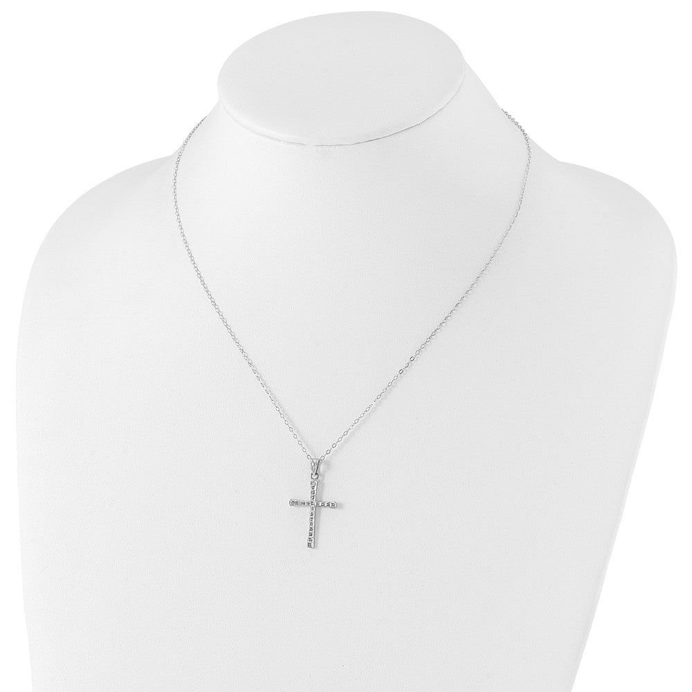 Tranquil Pebble Diamond Fascination Diamond Mystique Sterling Silver Platinum-plated Diamond Cross 18 Inch Necklace