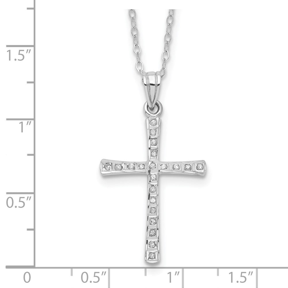 Tranquil Pebble Diamond Fascination Diamond Mystique Sterling Silver Platinum-plated Diamond Cross 18 Inch Necklace