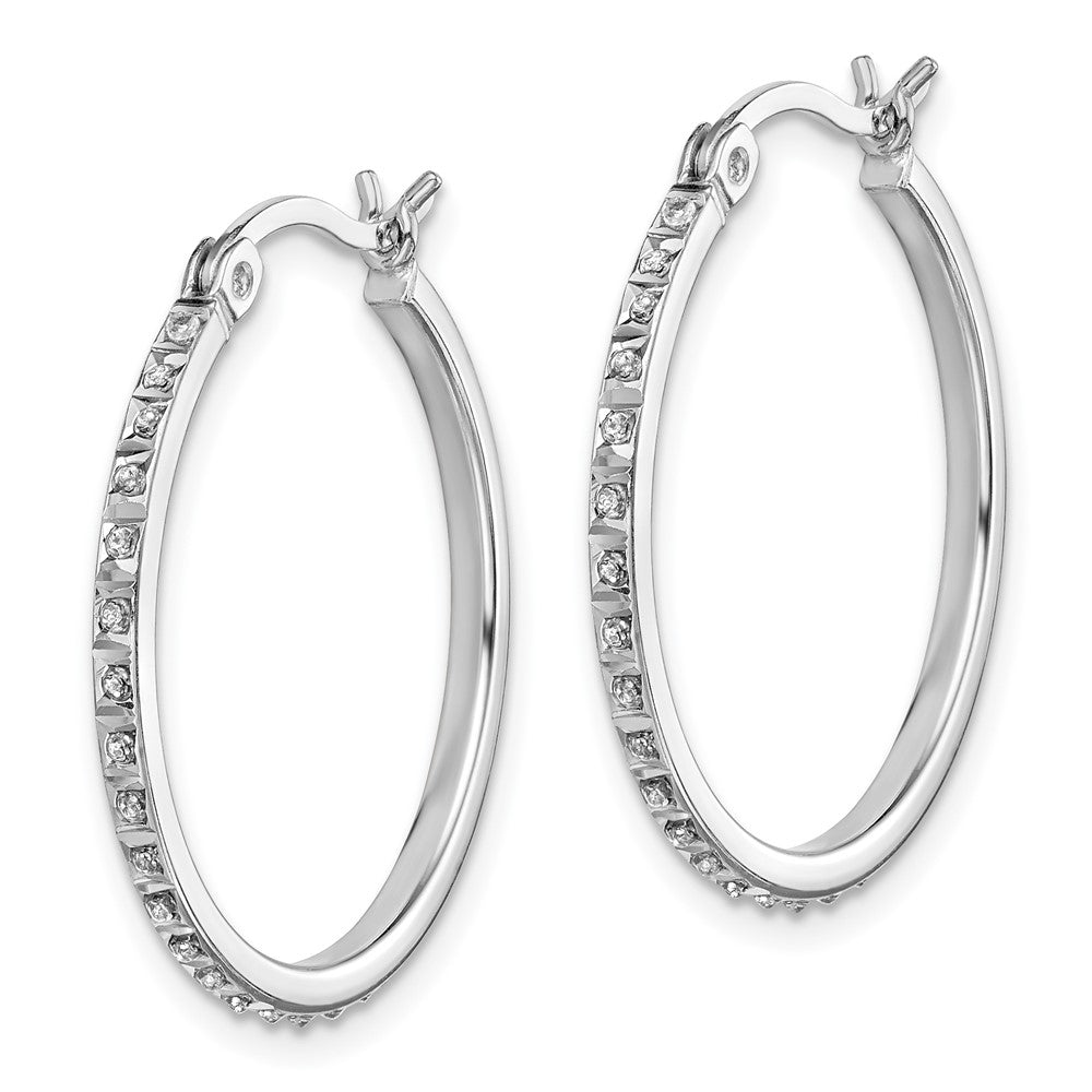 Elysian Diamond Fascination Diamond Mystique Sterling Silver Platinum-plated Diamond Round Hoop Earrings