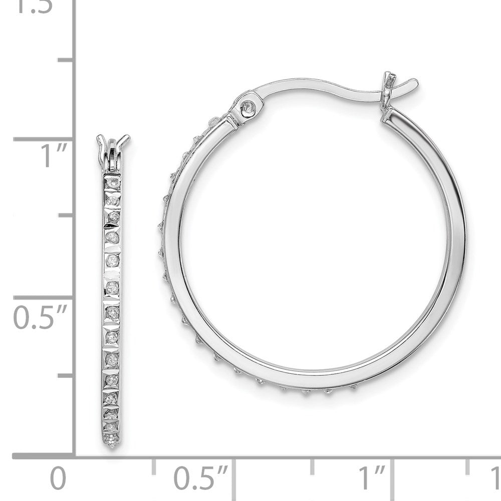 Elysian Diamond Fascination Diamond Mystique Sterling Silver Platinum-plated Diamond Round Hoop Earrings