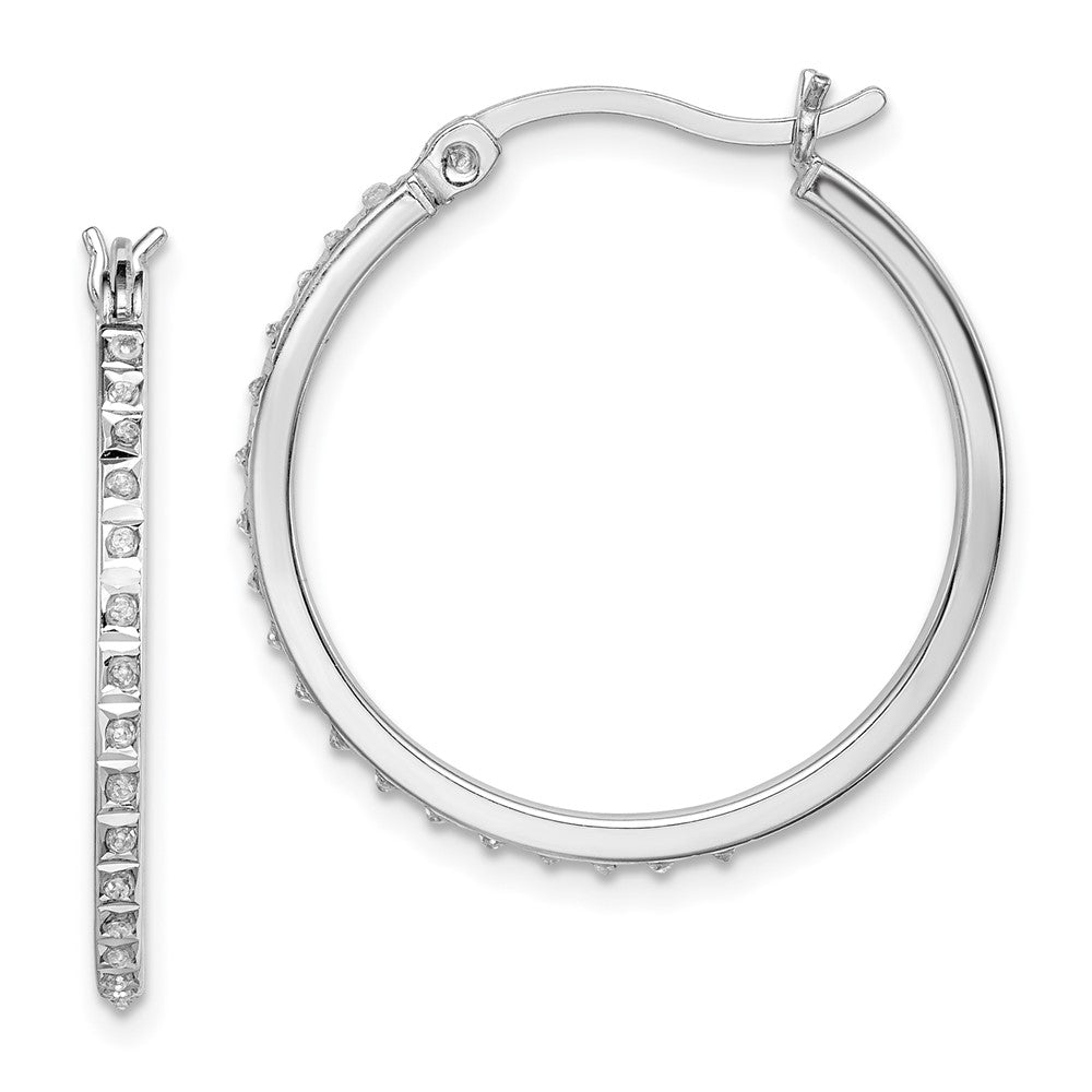 Elysian Diamond Fascination Diamond Mystique Sterling Silver Platinum-plated Diamond Round Hoop Earrings