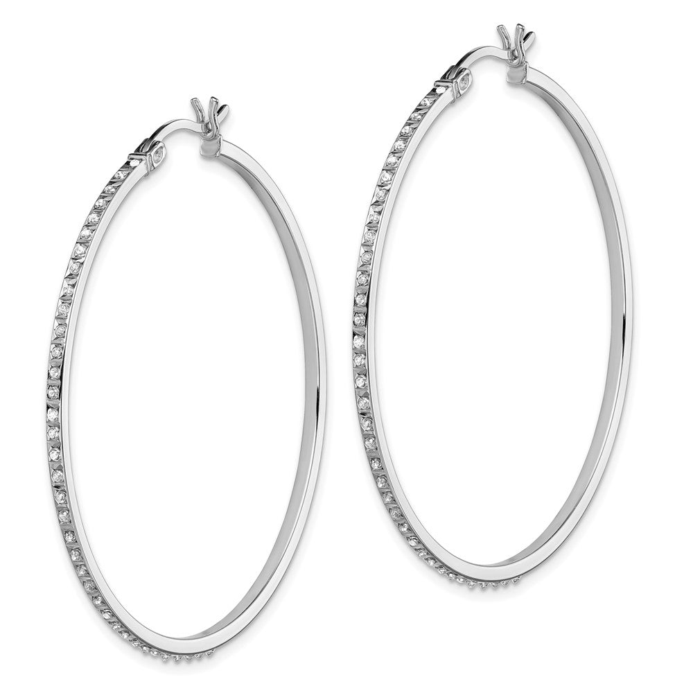 Aurum Diamond Fascination Diamond Mystique Sterling Silver Platinum-plated Diamond Round Hoop Earrings