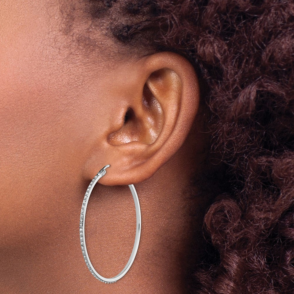 Aurum Diamond Fascination Diamond Mystique Sterling Silver Platinum-plated Diamond Round Hoop Earrings
