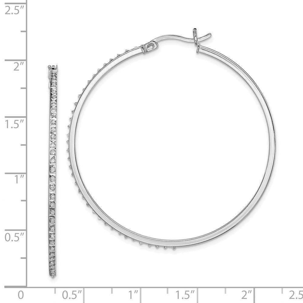 Aurum Diamond Fascination Diamond Mystique Sterling Silver Platinum-plated Diamond Round Hoop Earrings