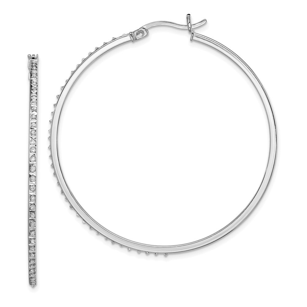 Aurum Diamond Fascination Diamond Mystique Sterling Silver Platinum-plated Diamond Round Hoop Earrings