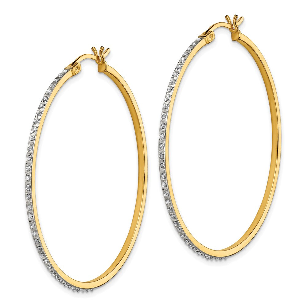 Aurum Diamond Fascination Diamond Mystique Sterling Silver 18K Gold-plated Diamond Round Hoop Earrings