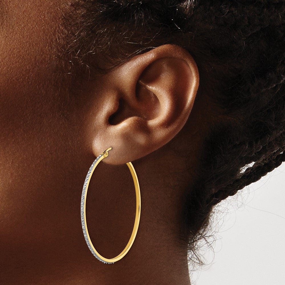 Aurum Diamond Fascination Diamond Mystique Sterling Silver 18K Gold-plated Diamond Round Hoop Earrings