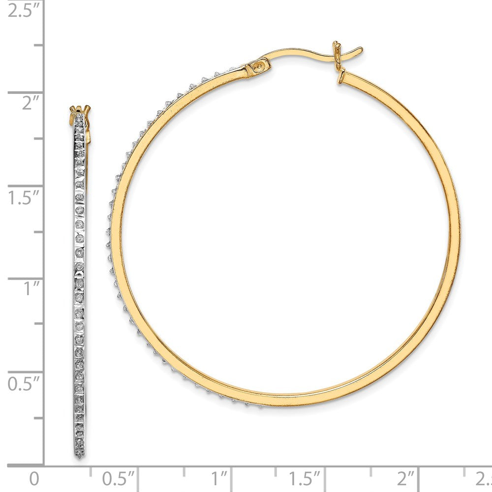Aurum Diamond Fascination Diamond Mystique Sterling Silver 18K Gold-plated Diamond Round Hoop Earrings