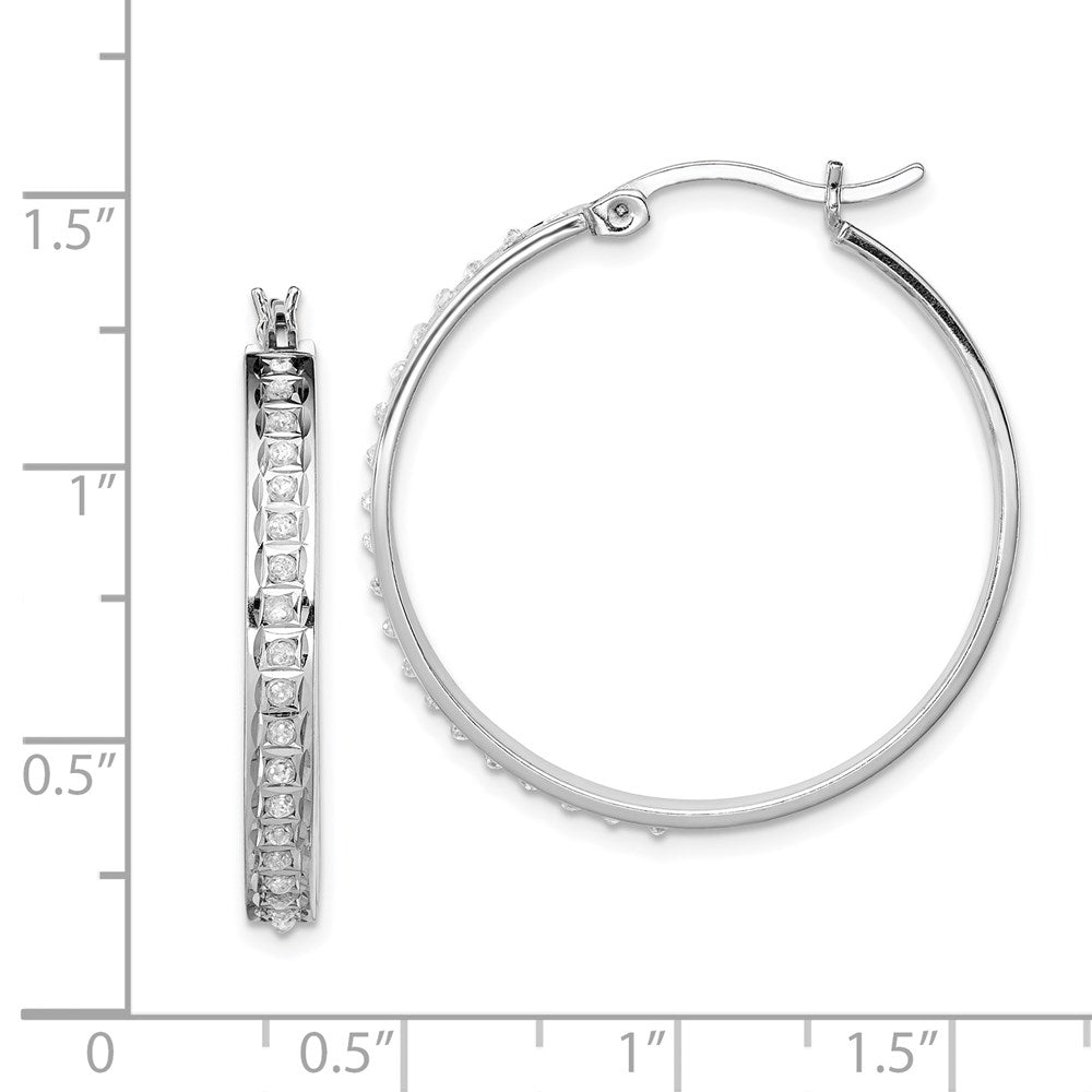 Celestine Diamond Fascination Diamond Mystique Sterling Silver Platinum-plated Diamond Round Hoop Earrings