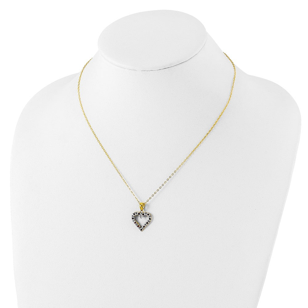Timeless Willow Diamond Fascination Diamond Mystique Sterling Silver 18K Gold-plated Diamond and Ruby Heart 18 Inch Necklace
