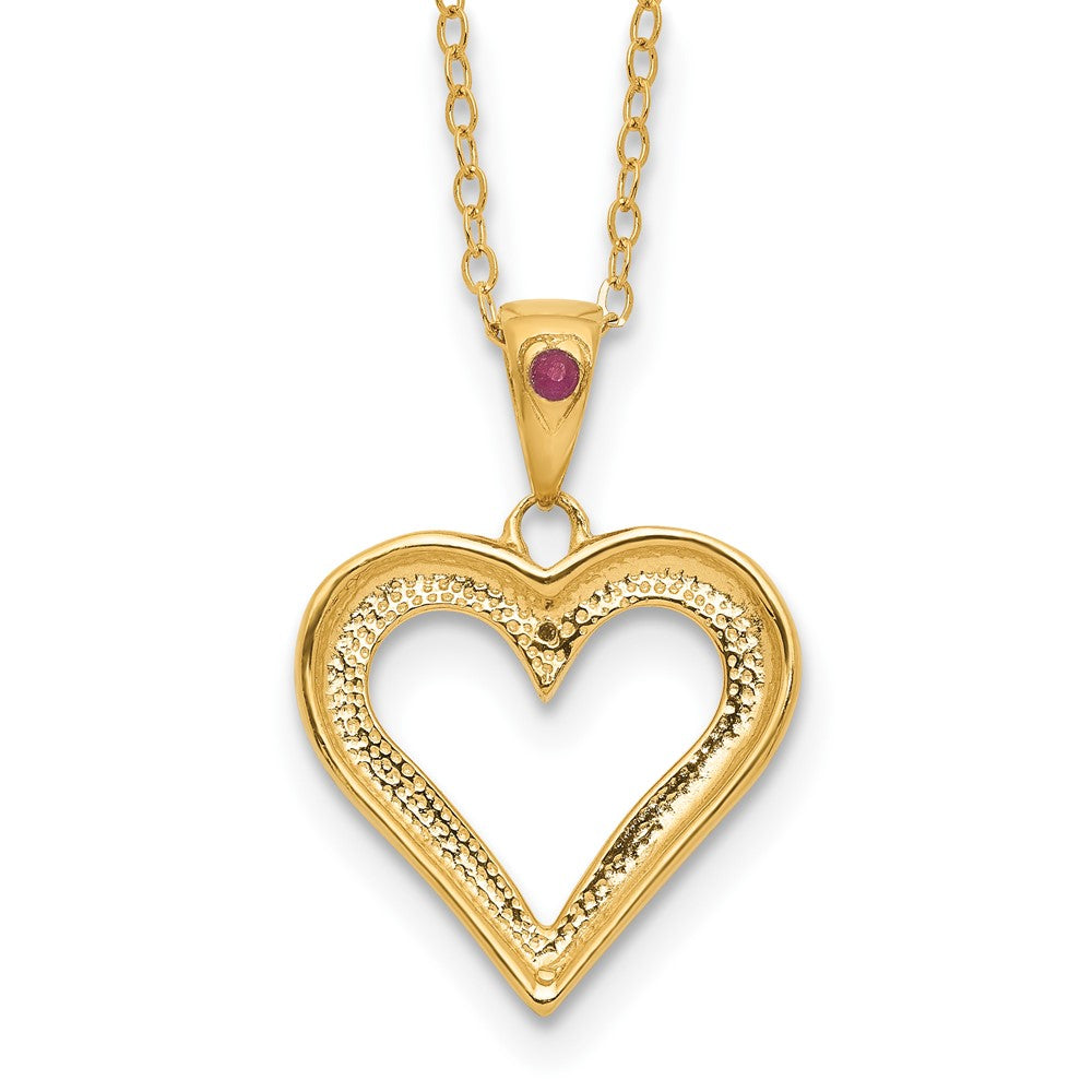Timeless Willow Diamond Fascination Diamond Mystique Sterling Silver 18K Gold-plated Diamond and Ruby Heart 18 Inch Necklace