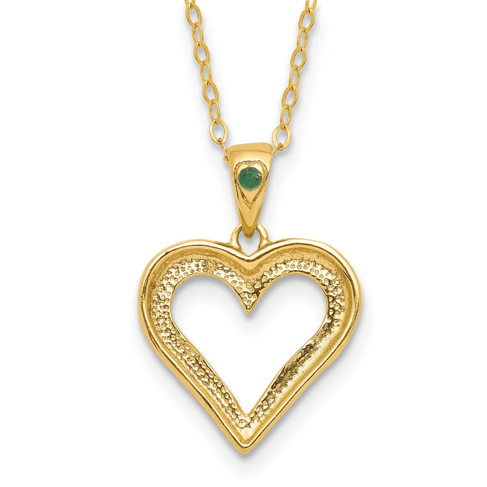Sleek Mesa Pure Zephyr Diamond Fascination Diamond Mystique Sterling Silver 18K Gold-plated Diamond and Emerald Heart 18 Inch Necklace