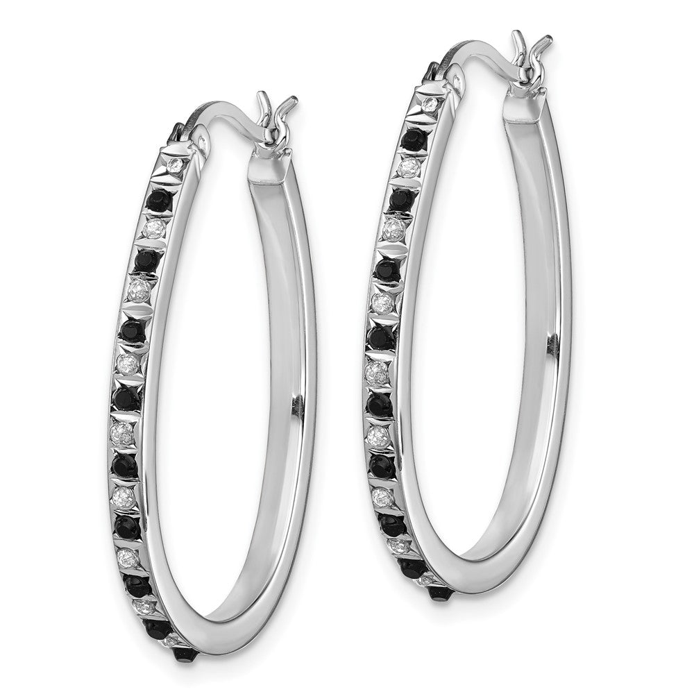 Celestine Diamond Fascination Diamond Mystique Sterling Silver Platinum-plated Diamond Black and White Diamond Hoop Earrings