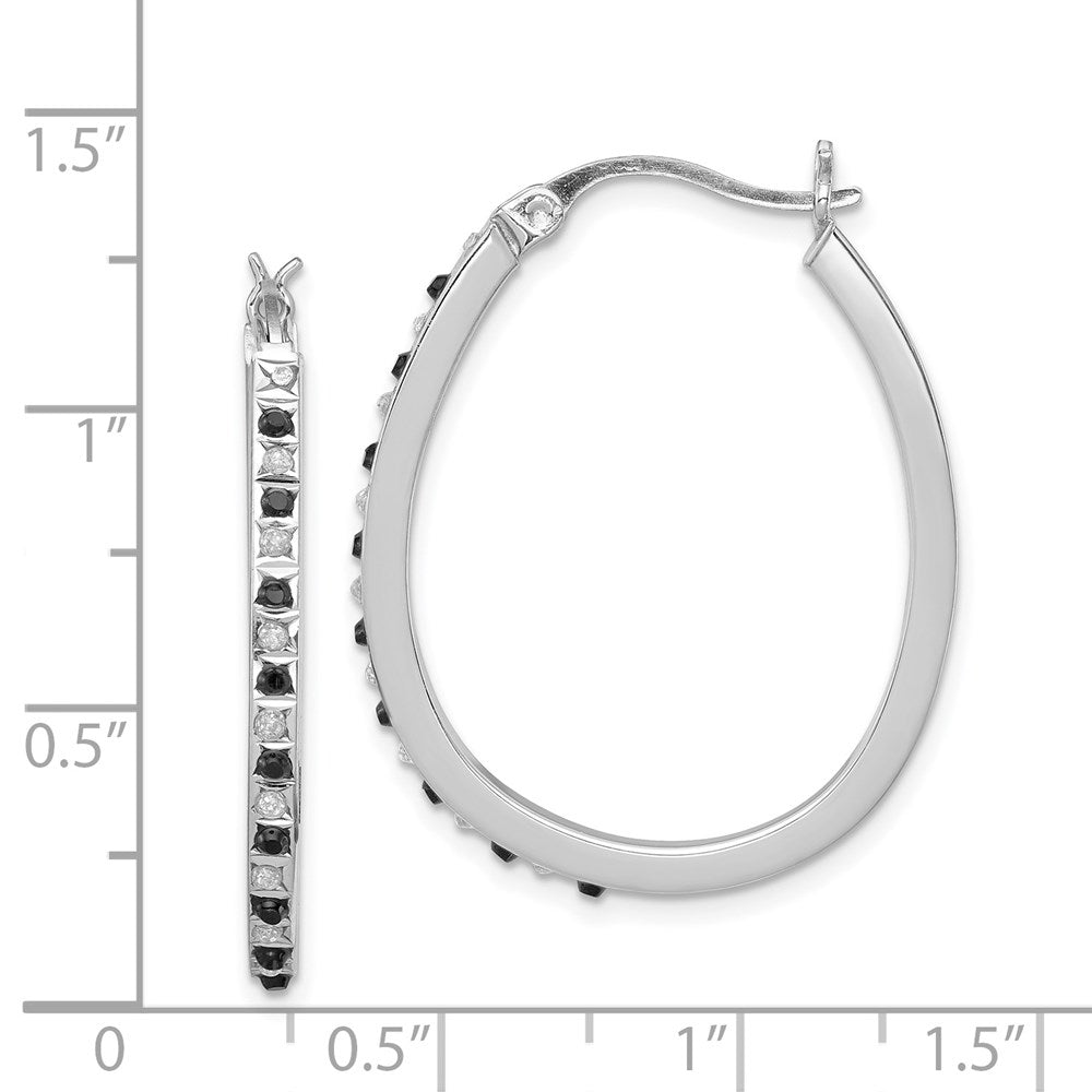 Celestine Diamond Fascination Diamond Mystique Sterling Silver Platinum-plated Diamond Black and White Diamond Hoop Earrings