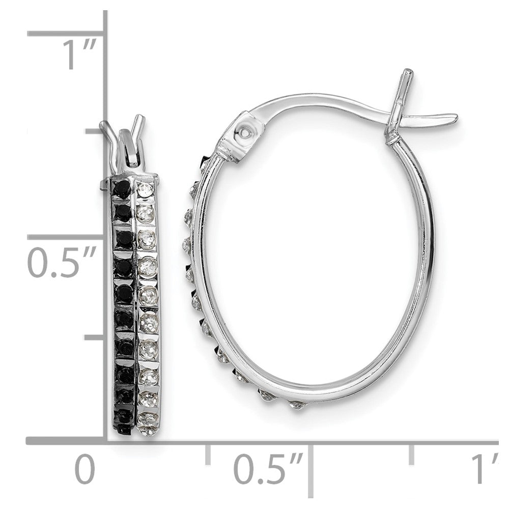 Arden Diamond Fascination Diamond Mystique Sterling Silver Platinum-plated Diamond Black and White Diamond Oval Hoop Earrings