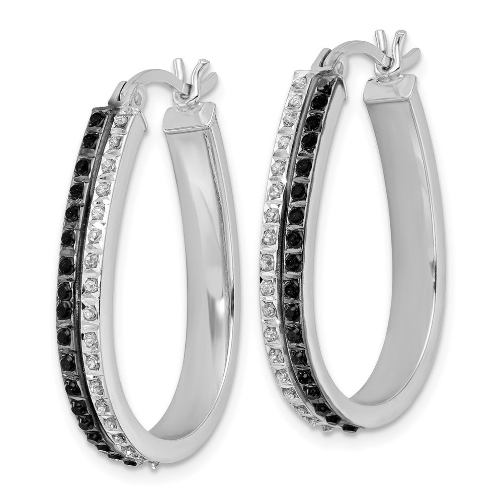 Zephira Diamond Fascination Diamond Mystique Sterling Silver Platinum-plated Diamond Black and White Diamond Hoop Earrings